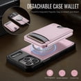 thumbnail image 4 of For iPhone 17 Pro Max Phone Case,Compatible WIth Mag-Safe,2-in-1 Magnetic Removable Card Holder,Kickstand,Anti-Scratch PU Leather Back Shockproof Anti-fall Durable Non-slip Phone Case,Pink, 4 of 4