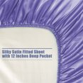 thumbnail image 2 of PiccoCasa Satin Fitted Sheet 12" Deep Pocket Bed Sheet, Queen Purple, 2 of 6