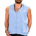 thumbnail image 2 of Mens Tank Top Beach Summer Casual Fashion Sports Sleeveless Hooded Blouse Vest Sleeveless Tank Top, 2 of 6