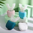 thumbnail image 2 of Cepillo de dientes eléctrico sónico automático de 360 grados para adultos, blanqueador bucal, luz azul, cepillos de dientes en forma de U con base de carga, 2 of 5