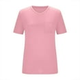 thumbnail image 4 of Yubnlvae Women's V-Neck Pocket Tee - Casual Short Sleeve Relaxed Fit T-Shirt (Pink, Purple, Navy, Black +2 colors | S-XXXL) (Pink | XXL), 4 of 4