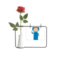 thumbnail image 1 of Sonrisa azul Argelia Cartoon Botella de decoración de jarrones colgantes de flores rosas artificiales, 1 of 3