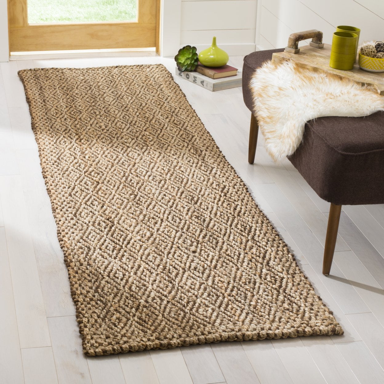 SAFAVIEH Natural Fiber Doreen Geometric Jute Area Rug, Natural/Brown, 9' x 12'