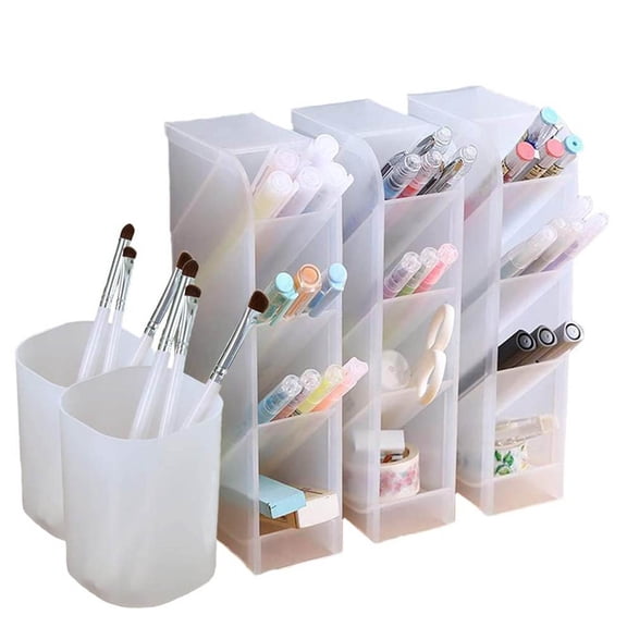 SATRINO Desktop Organizer Shelf Stationery Organizer with Pen Holder Office Desk Pegboard Shelf Plastic Combinable Organization and Storage for Desk, Office, Countertop, Dorm (White, 3-Tier)