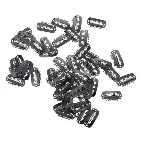 50pcs Black U Shape Clips for Hair Extension Weft 23mm