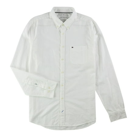 Tommy Hilfiger Mens Engineered Oxford Rugby Polo Shirt, White, Large