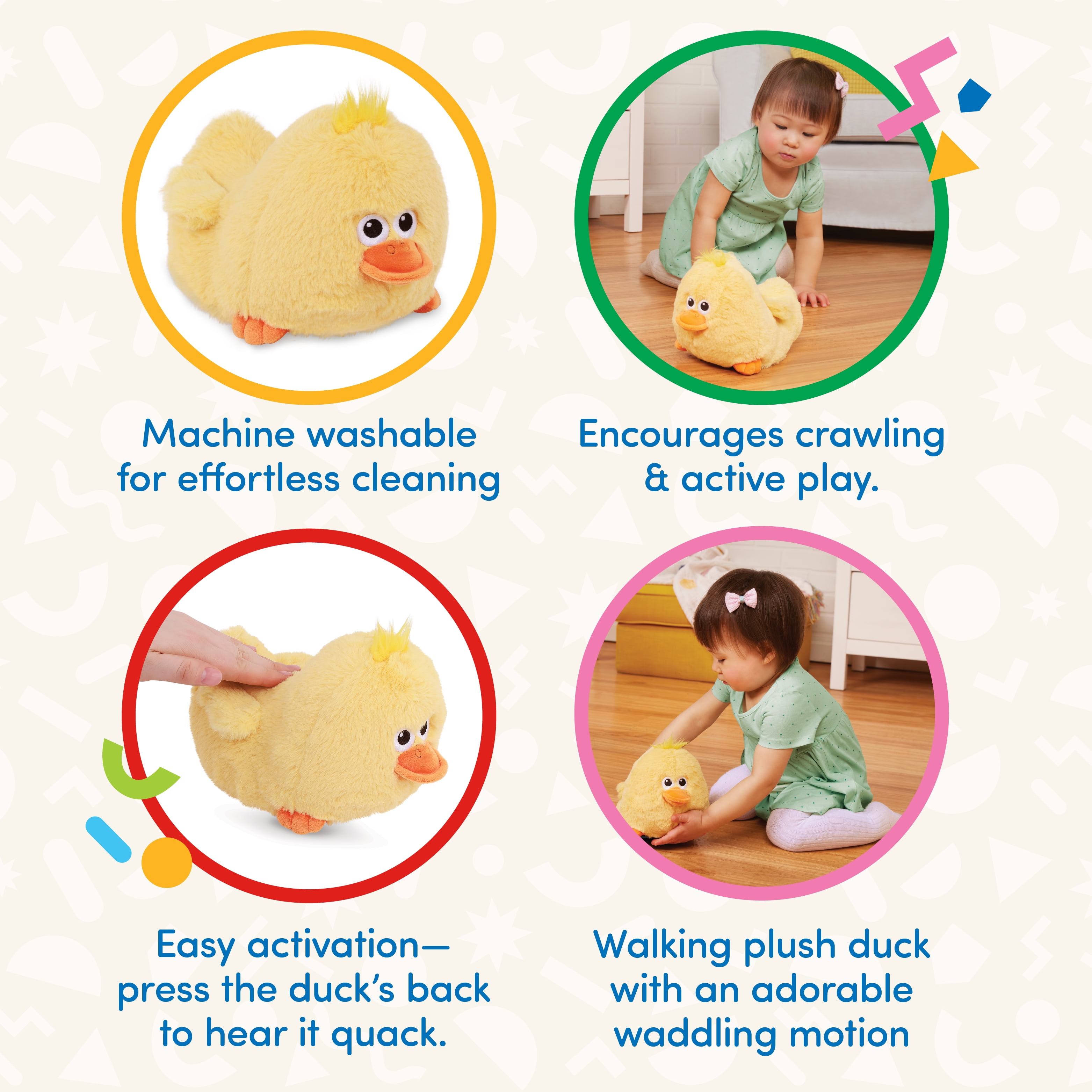 Battat Quack 'n’ Waddle Duck Interactive Plush Walking Stuffed Toy Duck