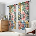 thumbnail image 2 of Yayeee Window Curtains Set of 2 for Living Room Light Filtering 63"x42", Dark Floral, 2 of 7