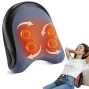 Cordless Neck and Back Massager with Heat, Wireless Neck and Shoulder Kneading Massage Pillow for Lower Back, Shoulder, Leg Muscle Relief, 2000mAh Battery & 15 Min Timer, Relax Christmas Gift
