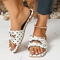 thumbnail image 4 of hoksml Women Square Open Toe Slide Sandals, Polka Dot Upper Multi Knotted Strap Slip On Flat Sandals, 4 of 9
