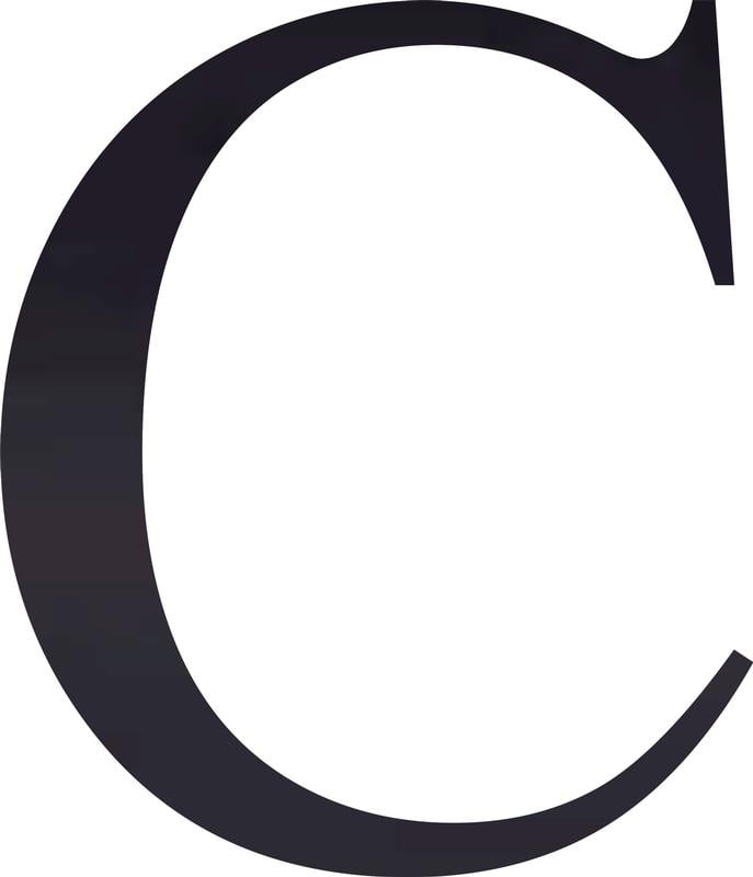 Acrylic Letter C Times, 1'' Tall Transparent Black Small Acrylic