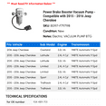 thumbnail image 2 of Power Brake Booster Vacuum Pump - Compatible with 2015 - 2016 Jeep Cherokee, 2 of 2