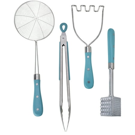 The Pioneer Woman 4-Piece Stainless Steel Kitchen Tool and Utensil Set  Teal