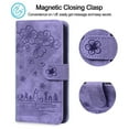 thumbnail image 6 of for iPhone 16 Case, Flower Embossed PU Leather Shockproof Magnetic Flip Cover Card Holders Wallet Purse Phone Case for iPhone 16, Purple, 6 of 7