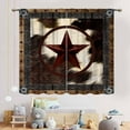 thumbnail image 4 of Rustic Brown Cowhide Cow Printed Pattern Farmhouse Western Curtains for Bedroom, Living Room, Kitchen - Texas Star Cow Skin Fur Window Treatments Drapes 2 Panel, 84"x84" Inch, 4 of 5
