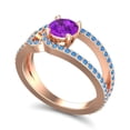 thumbnail image 2 of 2.50 Ct Round Shape Amethyst & Blue Topaz Gemstone Sparkle Engagement Ring for Ladies Solid 14K Rose Gold Size 3.5 by Diamond-Capitals, 2 of 8
