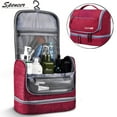 thumbnail image 3 of Spencer Waterproof Hanging Travel Cosmetics Toiletry Bag Mildew proof Makeup Organizer Wash Bag Dop Kit for Women and Men for Vacation, Outdoor, Bathroom Organizer "Red", 3 of 7
