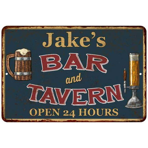 Jake's Green Bar & Tavern Rustic Sign 16 x 24 Matte Finish Metal 116240047048