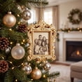 thumbnail image 4 of 2026 Christmas Indoor Decoration Christmas Resin Pendant Snow Cedar Decoration DIY Photo Frame Christmas Tree Decoration Holiday Decoration Champagne Gold Color, 4 of 7