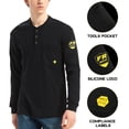 thumbnail image 4 of PTAHDUS Men's Flame Resistant Long Sleeve Henley Shirt, 7.1 Ounce 100% Cotton FR Workwear Clothing for Men. (Black, Large), 4 of 7