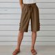 thumbnail image 2 of Pantalones de la Cintura Elástica de las Mujeres Medio Pantalones Cortos Botones de la Cintura Elástica de Verano Lino Bolsillos Pantalones, Lino de Algodón, 2 of 7