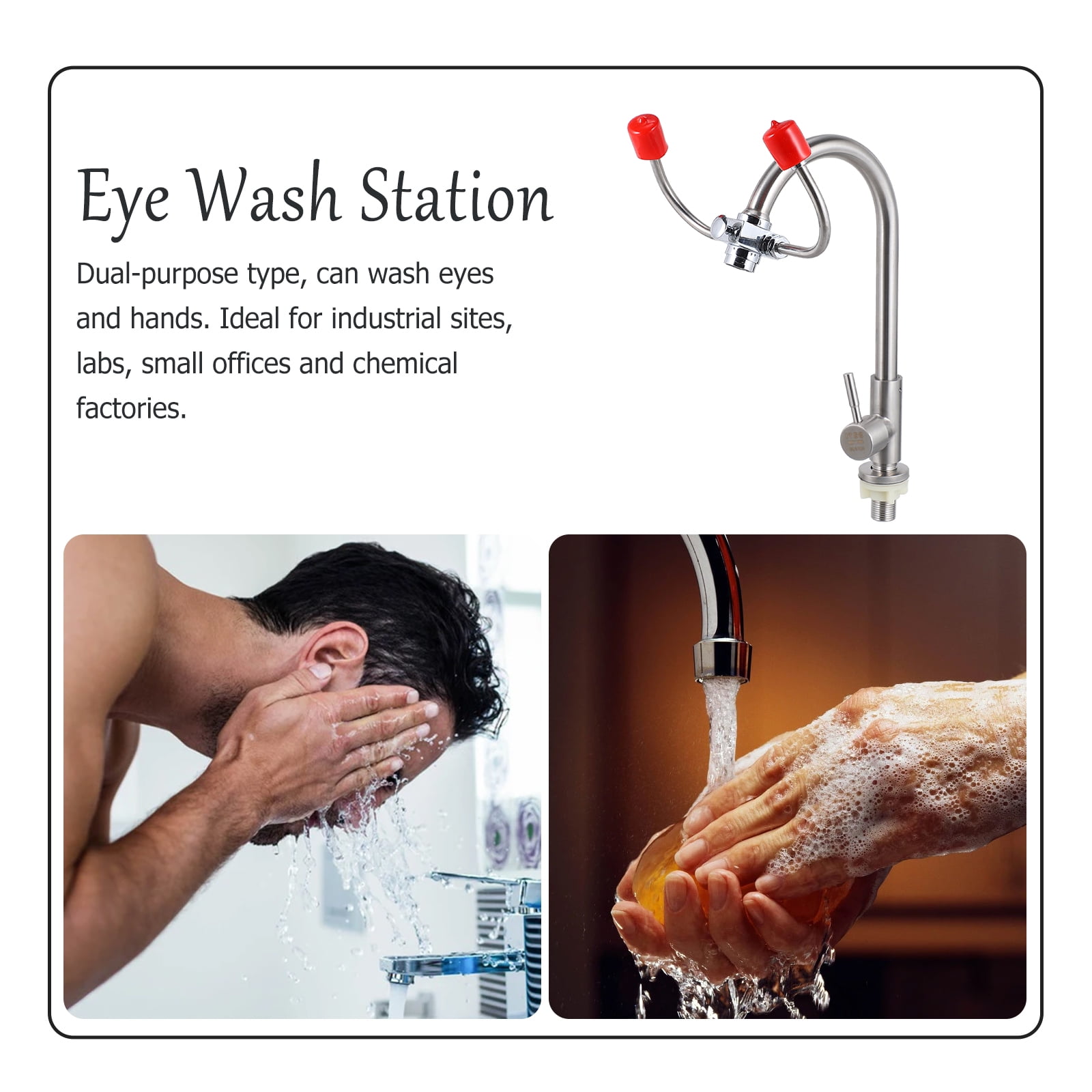 Eye Wash Station with Covers Faucet Mounted Eyewash Station Sink