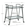 thumbnail image 5 of Linon Lawsonia 2-Tier Mid-Century Mobile Bar Cart with Mirrored Top, 32.5" Tall, 27 lb, Black, 5 of 15