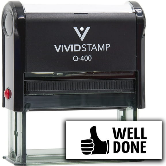 Vivid Stamp Well Done Teacher Feedback Self-Inking Rubber Stamps (Black Ink) - Q-400