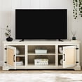 thumbnail image 2 of White TV Console with 70-Inch Capacity, Rattan Design / Effortless Cable Management & Storage, 2 of 6