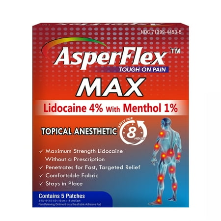Akron Pharma Asperflex MAX Pain Relief Patch with Lidocaine 4% and Menthol 1%