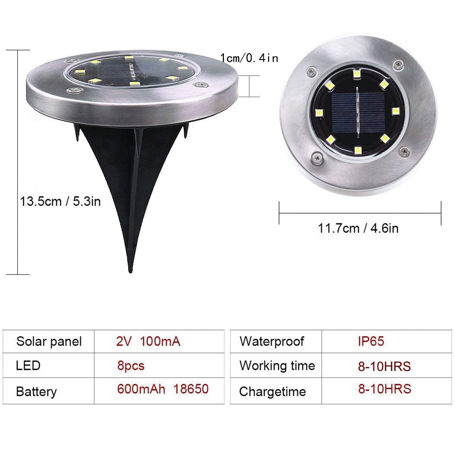GRNSHTS Solar Ground Light 8 LED Outdoor Landscape Lighting Lawn Lamp IP65 Waterproof Solar Powered Light for Yard Garden Deck Patio Pathway Walkway (2pcs Warm White)