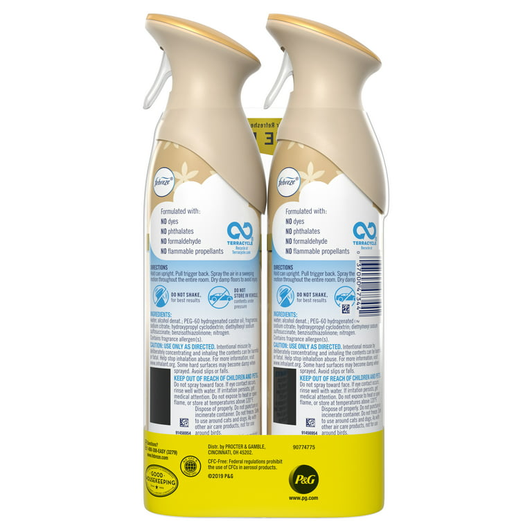 Febreze Odor-Eliminating Air Freshener Spray, Vanilla, 2 Ct 