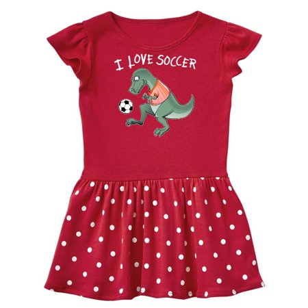 

Inktastic I Love Soccer-Dinosaur in Orange Gift Baby Girl Dress