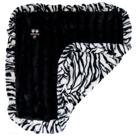 Bessie and Barnie Zebra / Black Puma Luxury Ultra Plush Faux Fur Pet/ Dog Reversible Blanket (Multiple Sizes)