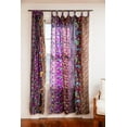 thumbnail image 3 of Indian Silk sari Blend Home Decor Patchwork Light Filtering Curtain Door Window Drape Curtains 84” inches (Purple) Panels, 3 of 4