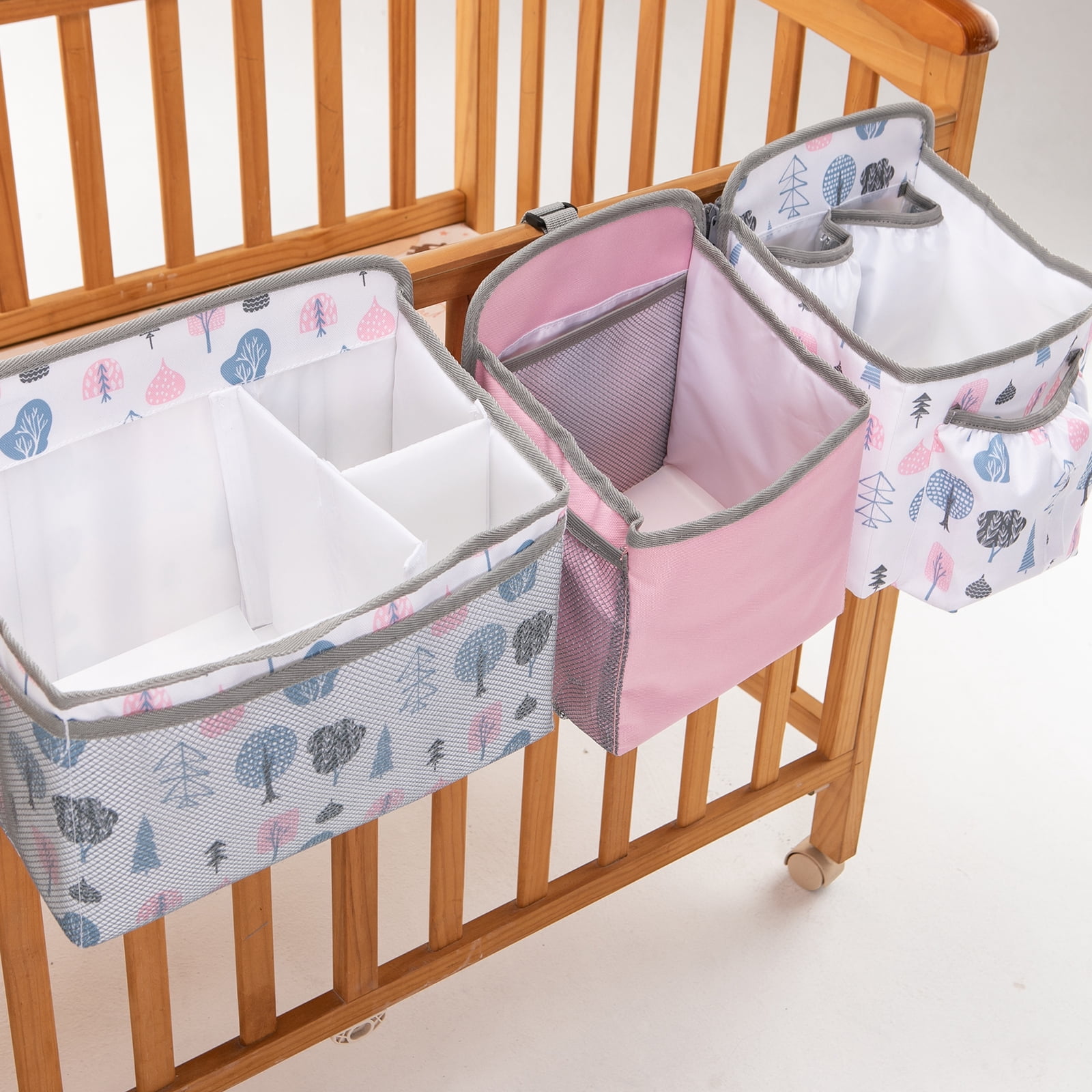 Baby Stroller Organizer Bag Bedside Caddy Diaper Storage Bin Hanging Storage Bag for Baby Bed/Baby Cart