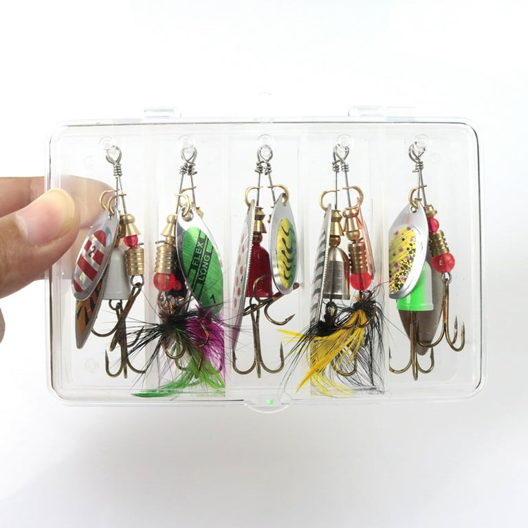 10/Pack Fishing Lures Spinnerbait for Hard Metal Spinner Baits Kit with  Tackle Box for Beginners and Experienced