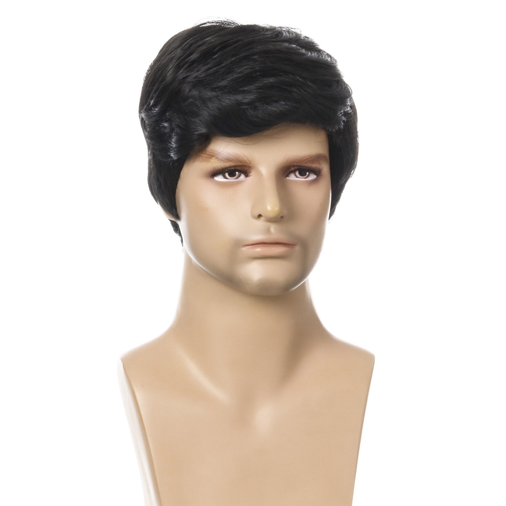 Fashion Wig Short Black Male Straight Synthetic Wig for Men Hair Fleeciness Realistic Natural Black Toupee Wigs - image 4 of 8