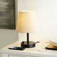 thumbnail image 2 of SAFAVIEH Dexter 14 in. Modern Black Iron USB Port Table Lamp with Oatmeal 100% Cotton Shade, 2 of 6