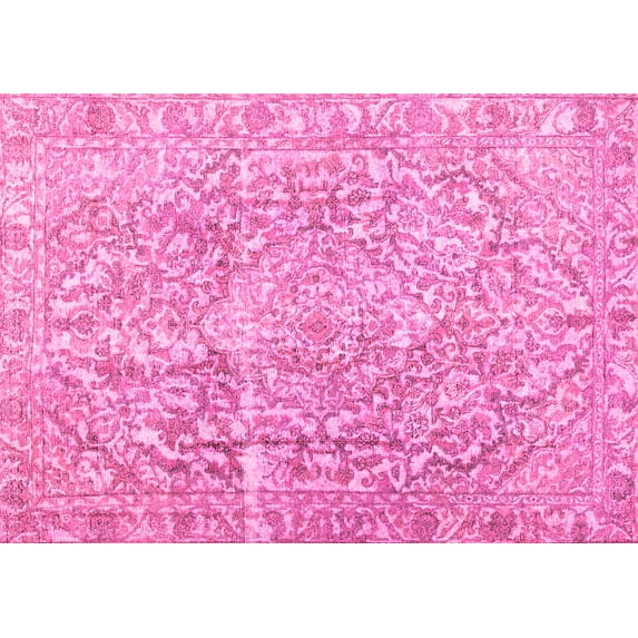 Ahgly Company Indoor Rectangle Abstract Pink Contemporary Area Rugs, 3' x 5'