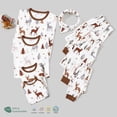 thumbnail image 1 of Conjuntos de pijamas de manga larga con estampado de renos y árboles de Navidad a juego para toda la familia (resistentes al fuego), 1 of 5