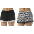 thumbnail image 3 of Just Love Women’s Pajama Shorts – Soft Cotton Lounge Sleep Shorts with Drawstring Waist (Black - Ikat Chevron (Pack of 2), 2X), 3 of 3