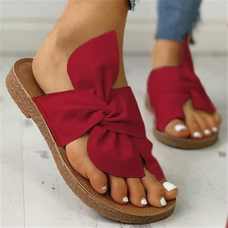 

Seasonal Savings! Gripper Socks for Women Summer Comfortable Flat Slippers Women Wear Casual Beach Sandals Red 42 SOPATENOR