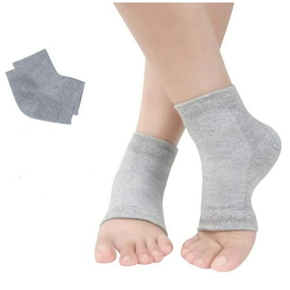 Vented Moisturizing Gel Heel Socks, 3 Pairs Toeless Spa Sock for Foot Care Treatment, Cracked Heels, Dry Feet, Foot Calluses (Grey, Green, Pink)