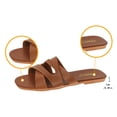 thumbnail image 5 of Wensltd Flat Sandals Women Square Round Toe Sandals Solid Color Breathable Spring Summer Outdoor Casual Walking Slippers Brown, 5 of 9
