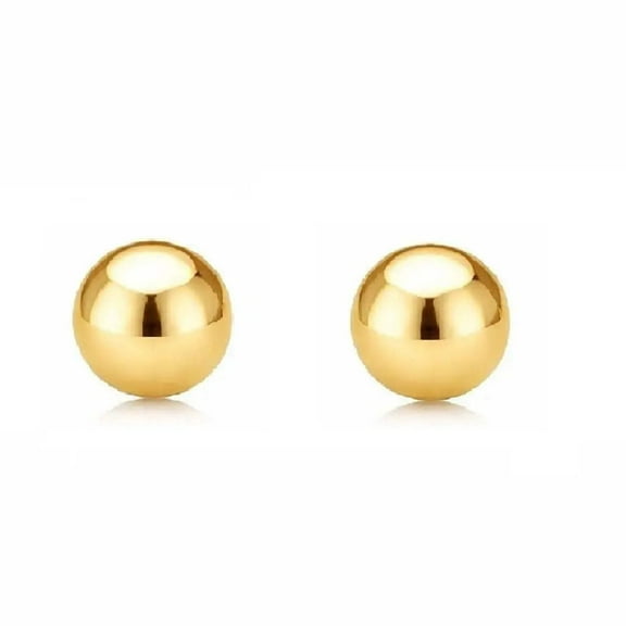 18k Solid Yellow Gold 10mm Ball Post Earrings
