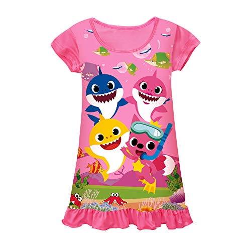 KIDHF Toddler Girl Baby Princess Pajamas Shark Cartoon Print Pajamas PJS