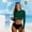 Green, variant on Women's 2 Piece Long Sleeve Rash Guard Swimsuit UPF 50+ Cropped Rashguard Top with High Waisted Bottom Athletic Swimwear for Surfing Diving Gray XXL