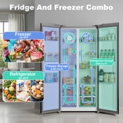 15.6 Cu. Ft. Black Stainless Steel Side-by-Side Refrigerator - Independent Left Freezer & Right Fridge Temperature Control