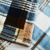 Tache Winter Cabin Blue Tan Farmhouse Super Soft Micro Fleece Tartan ...